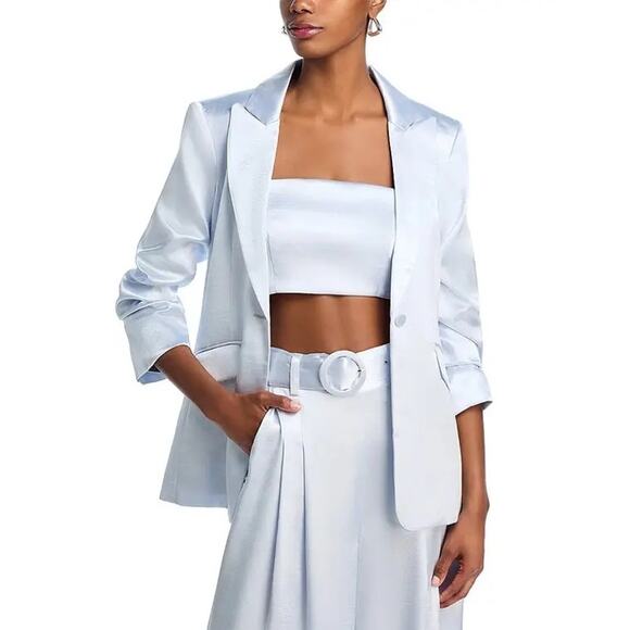 CINQ A SEPT Cheyenne Hammered Satin Scrunch Sleeve Jacket - Picture 6 of 15